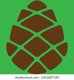 Brown pine cone on green background vector illustration