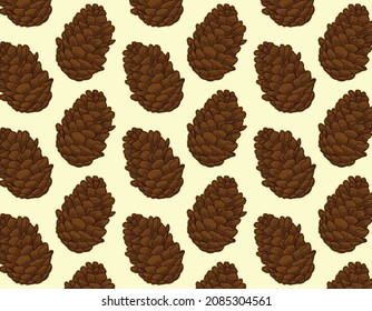 Brown pine cone pattern texture with pastel yellow at background
