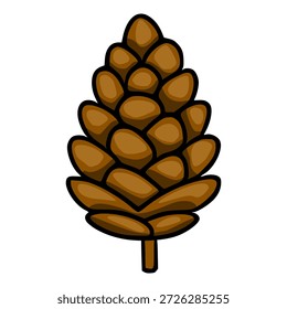 Ilustración vectorial de cono de pino marrón, aislada sobre fondo blanco