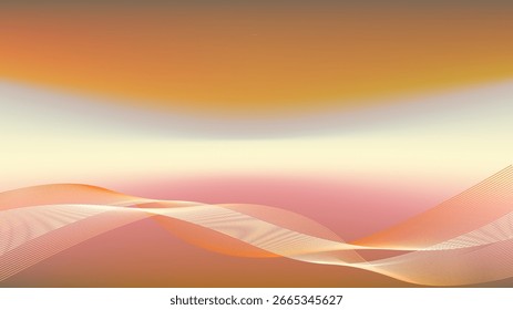 Brown pink and cream gradient mesh abstract background with wavy blended lines nice for wallpaper or banner