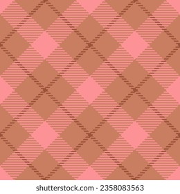 Brown, Pink and Green Argyle and Tartan Plaid Vector Pattern. Hipster Fashion Prints. Preppy Aesthetic Seamless Pattern. Shades of Brown, Pink and Green.