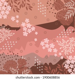 bufanda marrón y rosa con diseño floral