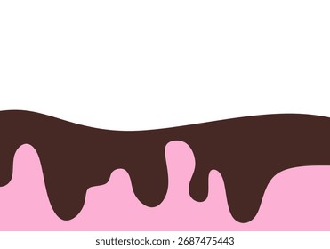 Brauner und rosafarbener, welliger, abstrakter Hintergrund. Brauner und rosafarbener, geschmolzener Flüssigkeitstropfen-Hintergrund. Minimalistischer geschmolzener Flüssigkeitstropfen.
