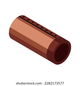 Brown pipe element isometric icon vector illustration