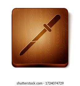 Brown Pipette icon isolated on white background. Element of medical, chemistry lab equipment. Medicine symbol. Wooden square button. Vector Illustration
