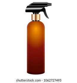 Brown pistol spray bottle vector 3d realistic illustration on isolated white background. 