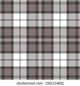 Brown plaid pattern vector background. Seamless tartan check plaid texture in chocolate brown and white for flannel shirt, scarf, poncho, blanket, or other modern fabric design.