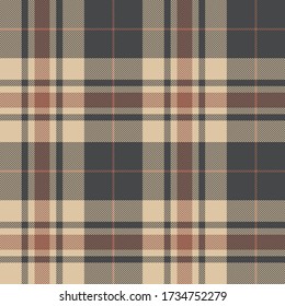 Brown plaid pattern vector. Seamless dark tartan check plaid for flannel shirt, blanket, throw, poncho, or other modern autumn and winter fashion textile print.