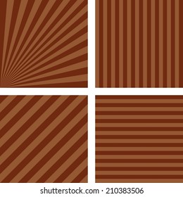 Brown plain striped background set - vector version