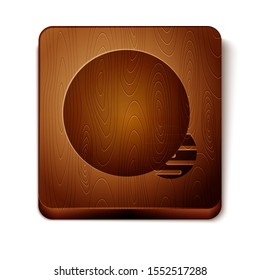 Brown Planet icon isolated on white background. Wooden square button. Vector Illustration
