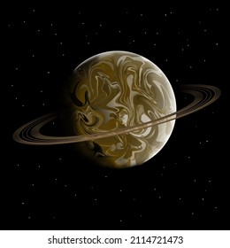 brauner Planet mit einem Satellitenring