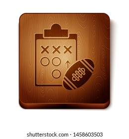 Brown Planning strategy concept icon isolated on white background. Soccer or american football cup formation and tactic. Wooden square button. Vector Illustration Brown Planning strategy concept icon isolated on white background. Soccer or american football cup formation and tactic. Wooden square button. Vector Illustration