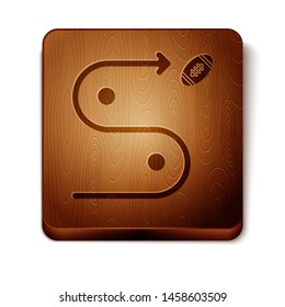 Brown Planning strategy concept icon isolated on white background. Soccer or american football cup formation and tactic. Wooden square button. Vector Illustration