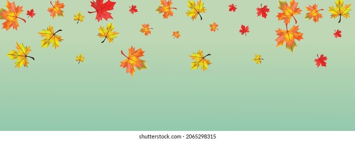 Brown Plant Background Green Vector. Floral Season Card. Yellow Decor Leaves. November Foliage Texture.