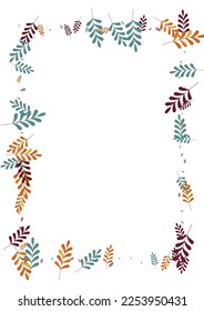 brauner Pflanzenhintergrund, weißer Vektorgrafik. Bleibt der Dekorrahmen. Gelbes Blattwerk. Gold-Blattmaterial. Blumenset.
