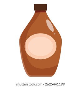 Brown plastic bottle containing a liquid food product is shown with a blank label
