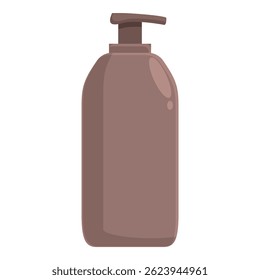 Brown plastic bottle with dispenser pump containing cosmetics, shampoo or liquid soap for hygiene procedures