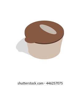 Brown plastic container for food storage icon in isometric 3d style on a white background