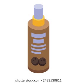 Brown plastic cosmetic bottle with a push button spray pump, containing a product made with coconut oil