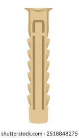 Brown plastic dowel. vector illustration