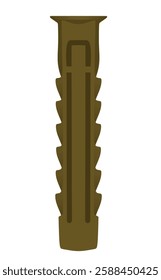 Brown plastic dowel. vector illustration