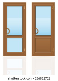 brown plastic transparent doors vector illustration isolated on white background