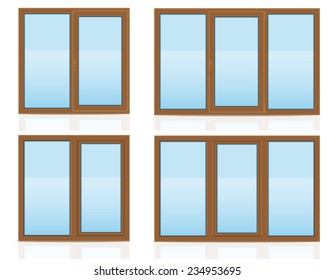 brown plastic transparent window view indoors and outdoors vector illustration isolated on white background