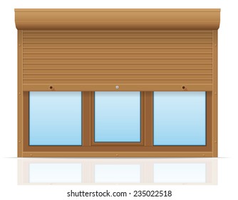 brown plastic window with rolling shutters vector illustration isolated on white background