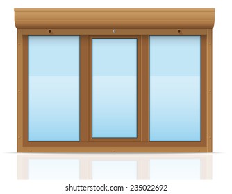 brown plastic window with rolling shutters vector illustration isolated on white background