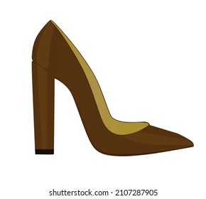Brown platform shoe. vector illustration
