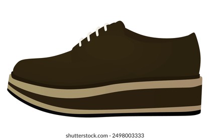 Brown platform shoe. vector illustration