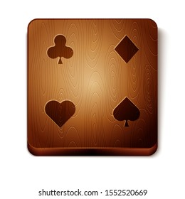 Brown Playing cards icon isolated on white background. Casino gambling. Wooden square button. Vector Illustration