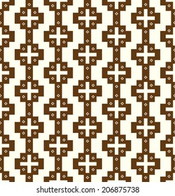 Brown plus sign and blossom pattern on pastel color. Sweet and vintage seamless pattern style for modern or graphic design