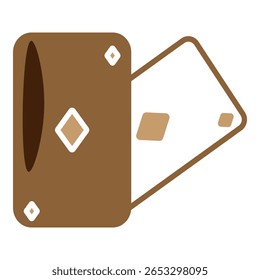 Brown poker card icon representing gambling, casino games, and strategic play. Designed for gaming apps, entertainment content, and card game interfaces.