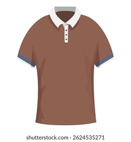 Brown polo shirt with white collar presenting colors for corporate uniform, realistic drawing