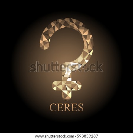Brown polygonal Ceres icon astronomy sign symbol vector illustration on black background