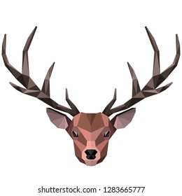 Brown polygonal deer head in a 3D style