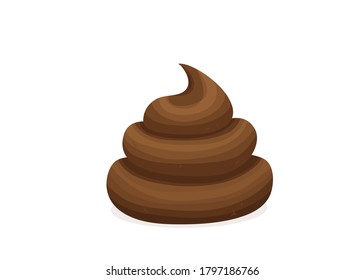 Brown Poop Vector Illustration. Pile Of Dog Poo In Flat Cartoon Style Isolated On White Background. Funny Excrement Art.