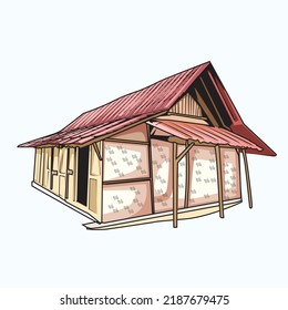 brown poor house with woven bamboo walls