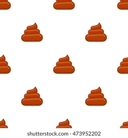 Brown poos white background seamless pattern. Funny background, vector illustration