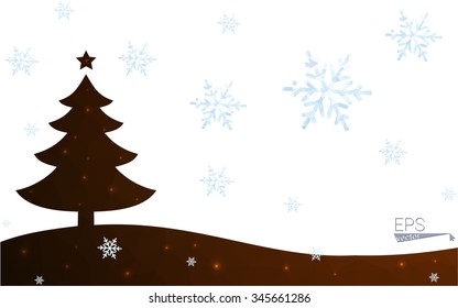 Brown postcard low polygon style christmas tree vector illustration consisting of triangles.Abstract triangular polygonal origami or crystal design of New Year celebration.Isolated on white background