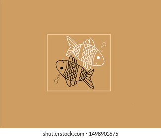 brown postcards "Fish". Individual style