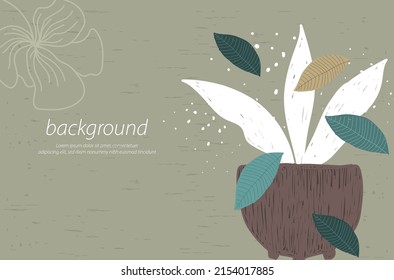  braunes Topfhandwerk, Naturschutz minimaler grüner Hintergrund, Kunstdesign, Vektorgrafik