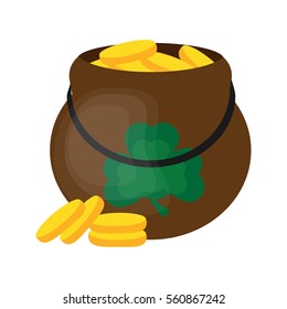 Brown pot of gold. St.Patrick 's Day simbol