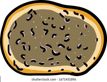 Brown potato drawing, illustration, vector on white background.