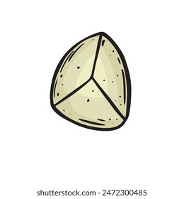 Brown potato slice vector line drawn illustration.