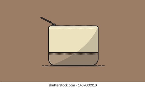 Brown Pouch flat design vector illustration