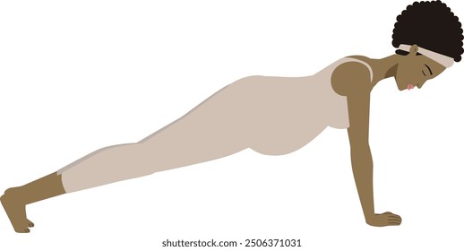 Brown pregnant woman sun salutation yoga pose