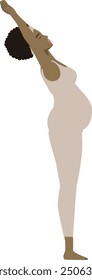 Brown pregnant woman sun salutation yoga pose