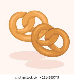 Brown Pretzels Snack Appetizer Vector Illustration | Flat Design Isolated |  Bakery and Pastry